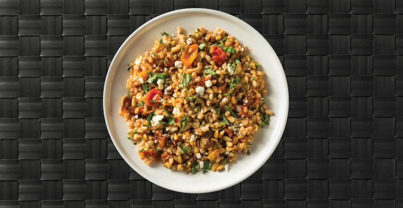 vegetarian mediterranean wheat berry salad meal