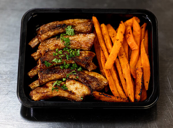 Baby back ribs and yam fries